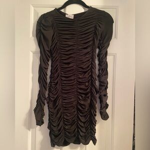 SNDYS Black Long Sleeve Ruched Mini Dress
